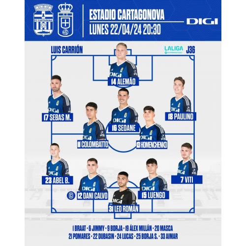 [라리가2] 레알 오비에도 선발 라인업 (vs FC 카르타헤나)